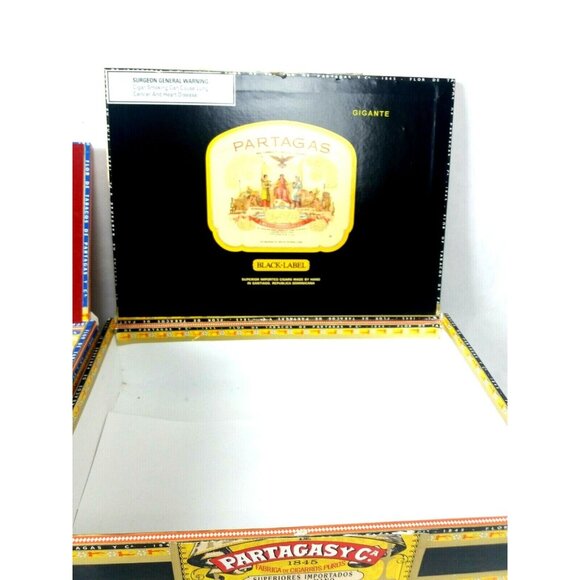 Partagas Wooden Cigar Boxes Empty Storage Lot of 2 Black Label Spanish Rosado - Picture 8 of 10